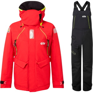 2026 Gill Womens OS2 Offshore Jacket & Trouser Sailing Suit GWOOJATCSRB - Red / Black